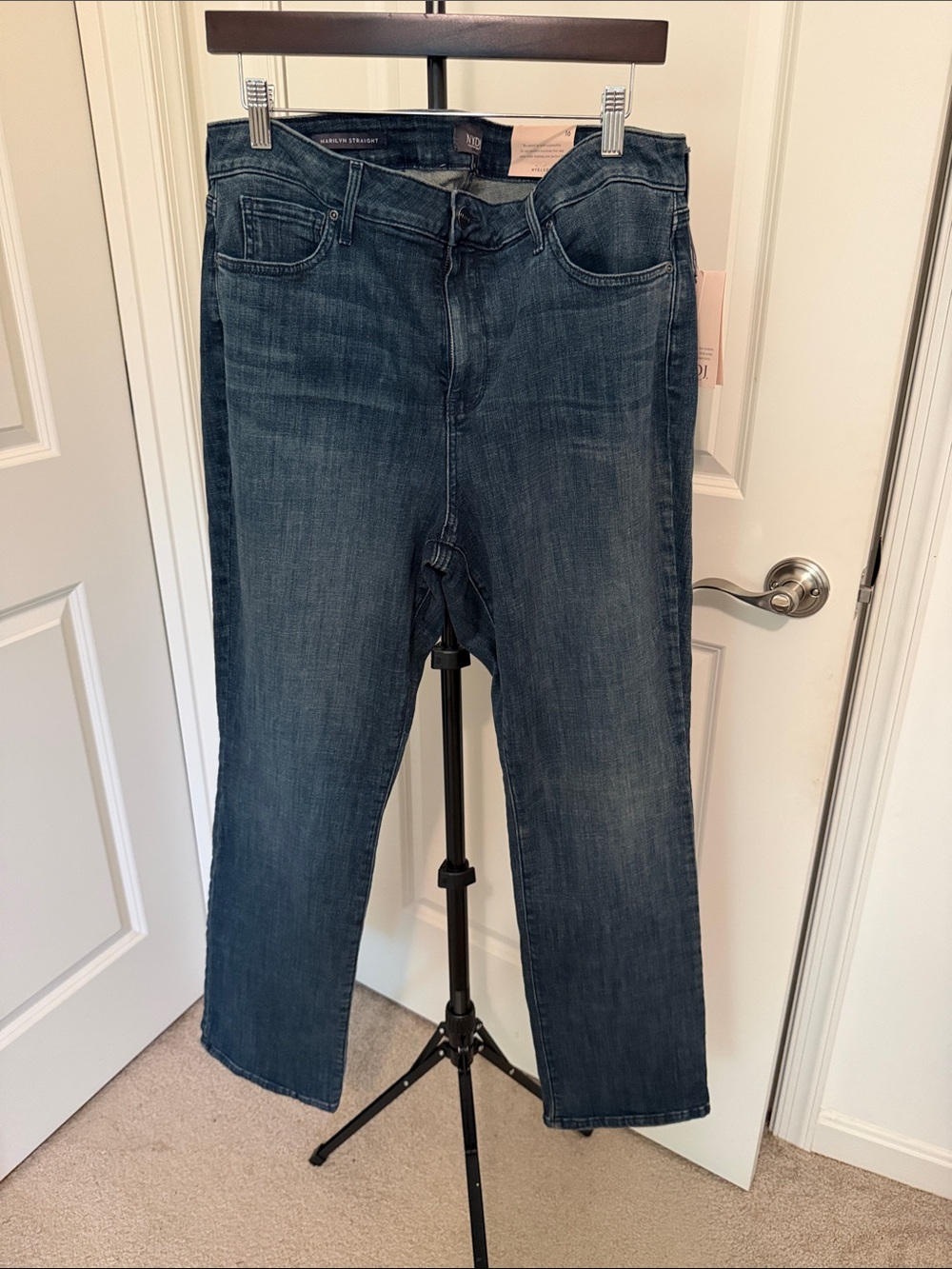 NYDJ Women's Marilyn Straight Jeans in Dark Blue Wash